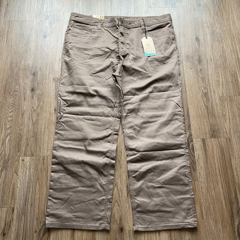 Prana Bridger Jean Men's 42x28 Mud Brown Slim Fit Straight Leg Stretch Denim